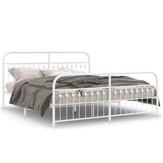 Berkfield Home Metal Bed Frame without Mattress with Footboard White 183x203cm | Size: 183x203 cm