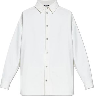 Balmain Wit Denim Shirt - Heren - Spijkeroverhemden - Wit - 2XL - Denim - Overhemden