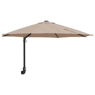 Berkfield Home Patio Umbrella Taupe Polyester Large Foldable Patio Umbrella