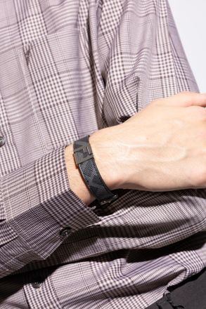 Fendi Bracelet With An Application In The Shape Of A Logo, Mens, Grey