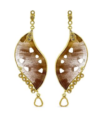 Coomi 20K yellow gold diamond and rutilite affinity earrings