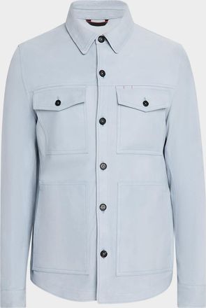 Isaia Mens 4-Pocket Suede Overshirt