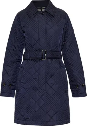 Burberry Darliston Ge&iuml;soleerde Jas - Dames - Jas met riem - Blauw - L - Leer - Jassen