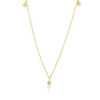 MAX + STONE 14k Yellow Gold 3 Stone Diamond Necklace