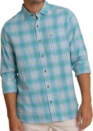 Southern Tide Menss Ashborough Plaid Brushed Twill Sport Shirt In Heather Spruce Shade