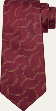 Charvet Mens Geometric Abstract Line Silk Tie