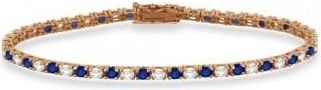 Allurez Alternating Diamond & Blue Sapphire Eternity Bracelet 14K Rose Gold (4.39ct)