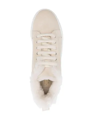 Eleventy Suede & Shearling Sneaker - Beige
