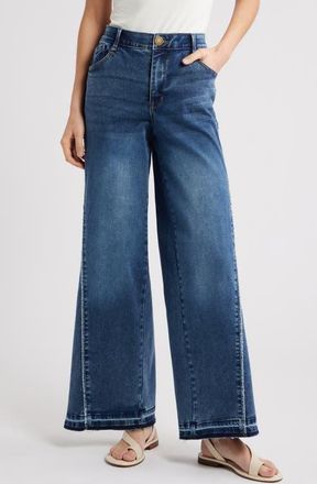 Wit & Wisdom Skyrise Inset High Waist Wide Leg Jeans in Mid Blue at Nordstrom, Size 12