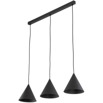 Luminosa Light Designs TK Cono L&aacute;mpara colgante de techo con barra peque&ntilde;a, negra, 3 bombillas E27