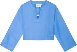 Fab By Fabienne Chapot Nana Top - Dames - Blouses - Blauw - 2XL - Leer - Overhemden
