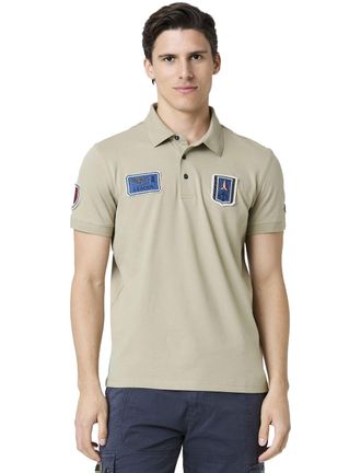 Aeronautica Aeronautica Militare regular fit polo khaki korte mouw