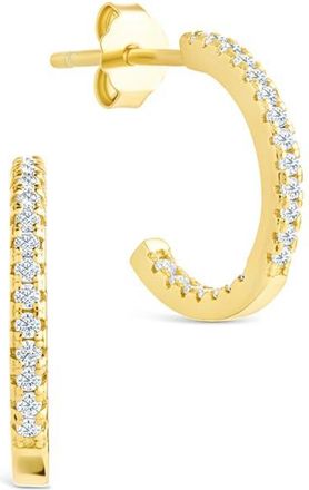 Sterling Forever Thin Cubic Zirconia Hoop Earrings in Gold at Nordstrom