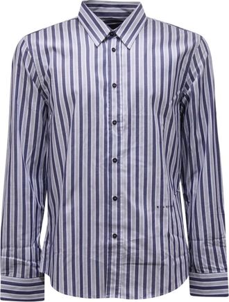 John Richmond Casual Shirts, male, Blue, 2XL, Striped Shirt Made in Italy