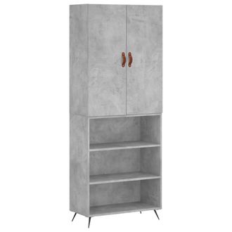 vidaXL Aparador Alto Madera Contrachapada Gris Hormig&oacute;n 69,5x34x180 Cm Vidaxl