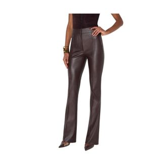 Elisabetta Franchi Bootcut broek met lederlook - Dames - Broeken - Bruin - Maat: XS Zijde