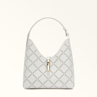 Furla Goccia Shoulder Bag M Marshmallow White Perforated Sidney Calf Leather Woman