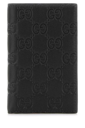 Gucci Black Leather Gg Emblem Card Holder