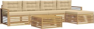 vidaXL Conjunto De Sof&aacute;s De Exterior 7 Uds. Y Beige Poli&eacute;ster Vidaxl