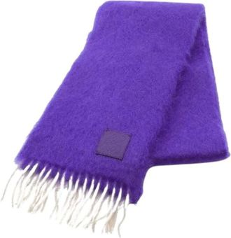 Loewe Pre-owned Scarves, female, Purple, Size: ONE SIZE Pre-owned Wool Scarf