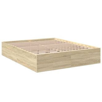 Berkfield Home Modern Bed Frame without Mattress Sonoma Oak 150x200 cm King Size in Light Tan
