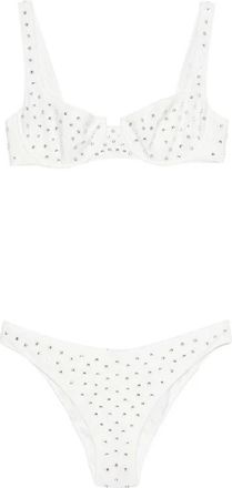 Os&eacute;ree Bikini met bewerkte edelstenen en beugel - Dames - Bikinis - Wit - L - Tweed - Badmode