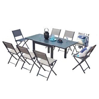 Concept Usine Conjunto de aluminio gris oscuro de 8 plazas