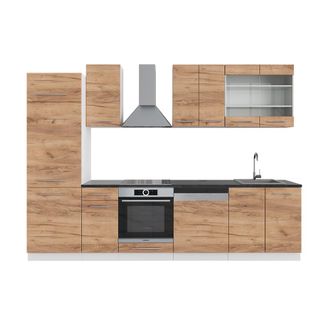 Vicco Mueble De Cocina Fame-line, Oro Potencia Roble/blanco, 300 Cm Sin Encimera