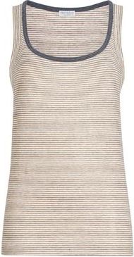 Brunello Cucinelli Striped jersey top with monili in Brown at Nordstrom, Size 3X-Large Eu