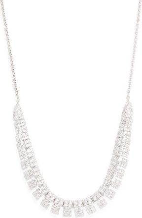 Nadri Crushed Pavé Frontal Necklace in Rhodium at Nordstrom