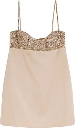 Retrof&ecirc;te Kleedjes, Dames, Beige, M, Polyester, Shyla Versierde Jurk