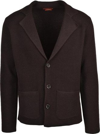 Daniele Fiesoli Brown Merino Wool Knit Cardigan
