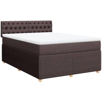 vidaXL Vidaxl - Cama Box Spring Con Colch&oacute;n Tela Marr&oacute;n Oscuro 160x200 Cm