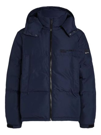 Karl Lagerfeld hooded puffer jacket - men - Recycled Polyester - L - Blue