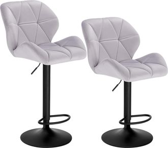 Woltu Woltu - 2x Taburete De Bar Con Respaldo Sillas De Bar Regulables En Altura Con Asiento Acolchado Terciopelo Sillas Giratorias Muebles Cocina Silla De 
