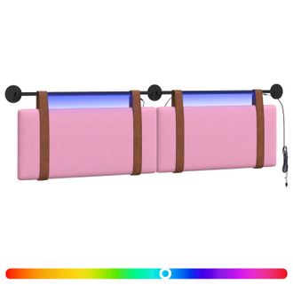 vidaXL Cabecero Colgante Con Luz Led Rosa Pu Antiguo Vidaxl