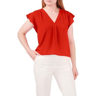 Chaus Print Flutter Sleeve Blouse in Mood at Nordstrom, Size X-Large