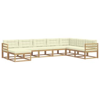 vidaXL Conjunto De Sof&aacute;s De Exterior 8 Pcs Blanco Y Crema Vidaxl