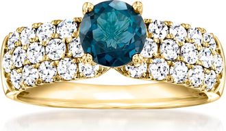 Ross-Simons London Blue Topaz Ring With Lab-Grown Diamonds in 14kt Yellow Gold