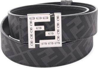 Fendi Cintura in pelle con motivo FF - Nero