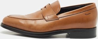 Ferragamo Brown Leather Penny Loafers