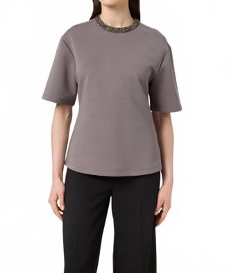 Soaked In Luxury Magana Glitter Short Sleeves Blouse In Dark Gull Gray