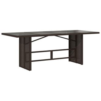 vidaXL Vidaxl - Mesa De Jard&iacute;n Superficie De Vidrio Rat&aacute;n Pe Marr&oacute;n 190x80x74cm