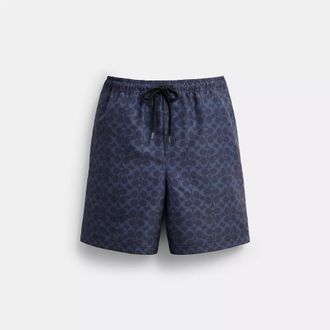 Coach Signature Swim Trunks In Recycled Polyester