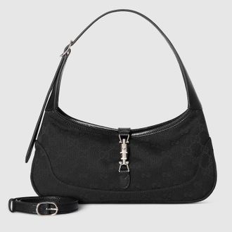 Gucci Jackie Slim Medium Shoulder Bag, Black, GG Canvas