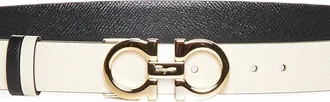 Ferragamo Leather with Logo Buckle Belt - Ivory