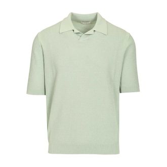 Ballantyne Buttonless Cotton Waffle Polo Shirt - male - Ballantyne - V-neck Knitwear - Green - XL - Knitwear