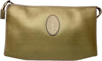 Saint Laurent Pre-owned Clutches, female, Beige, Size: ONE SIZE Pre-owned Vintage Fabric Clutch