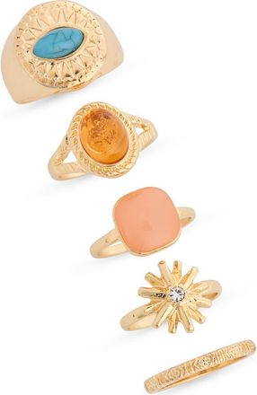 BP. Set of 5 Rings in Gold Multi at Nordstrom, Size Medium