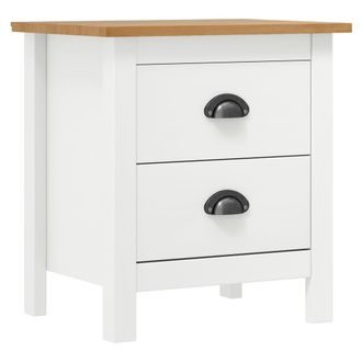 vidaXL Mesita De Noche Hill Madera Maciza De Pino Blanco 46x35x49,5 Cm Vidaxl